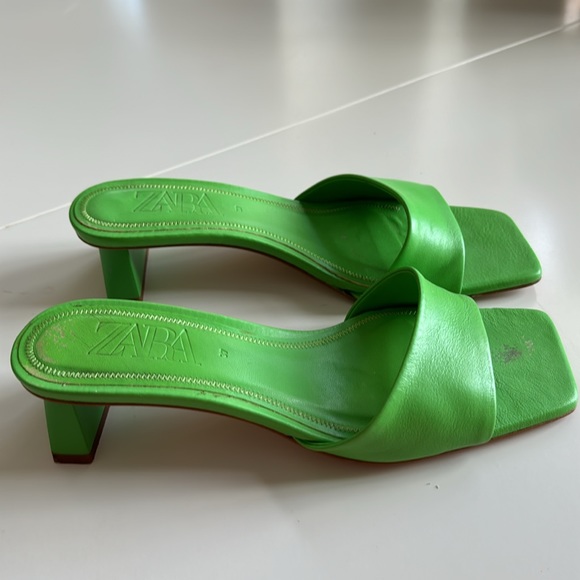 Zara green leather sandals, size 37 (6,5) - Picture 3 of 8